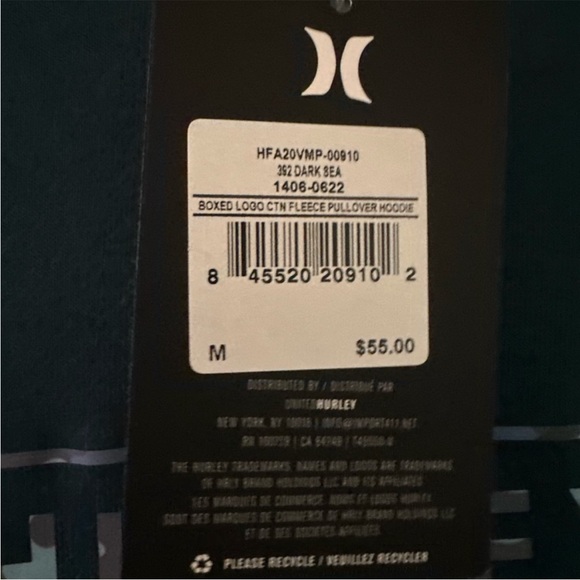 Hurley Men's Dark Teal Hoodie - Picture 5 of 5